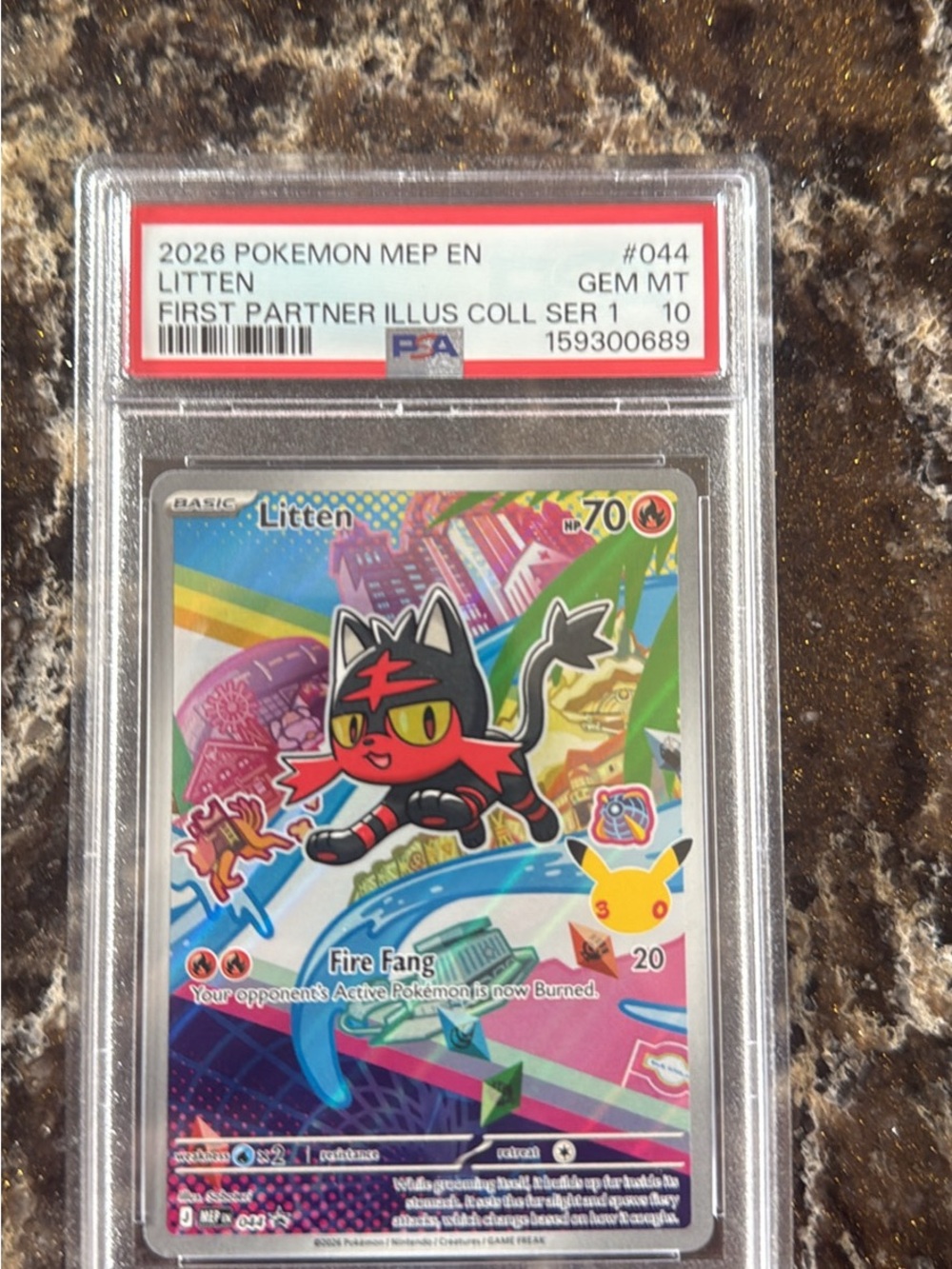 Pokemon Litten Trading Card - Red, Black, Yellow, Blue, Green, Pink PSA 10